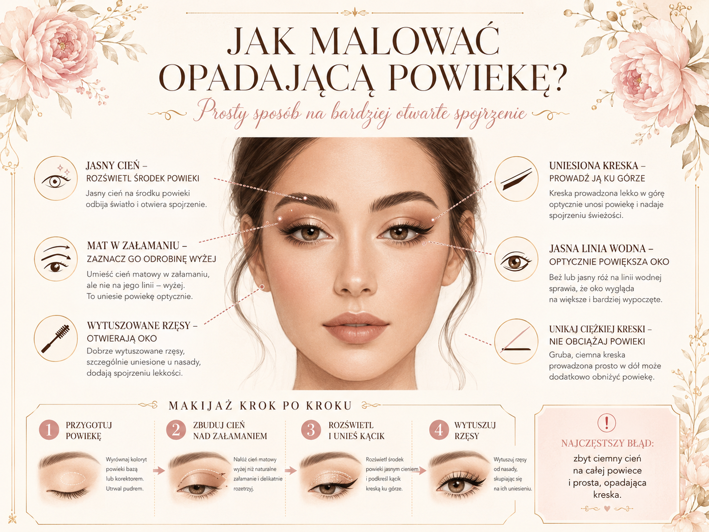 makijaż opadającej powieki krok po kroku