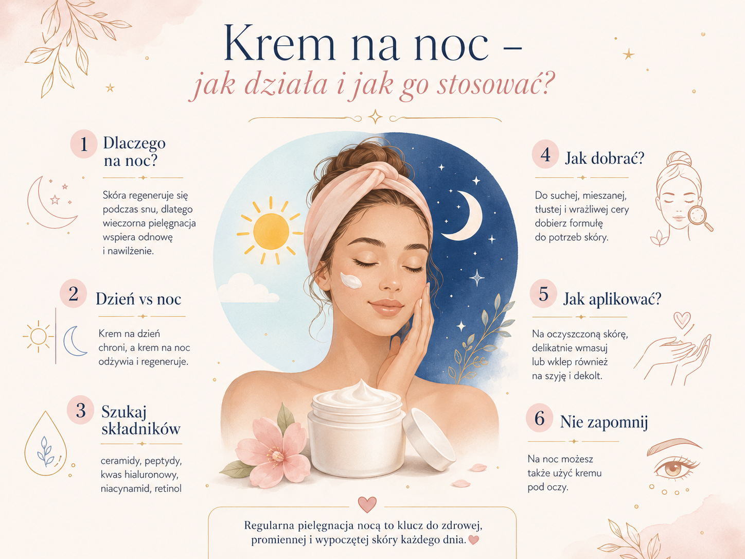 jak nakładać krem na noc na twarz