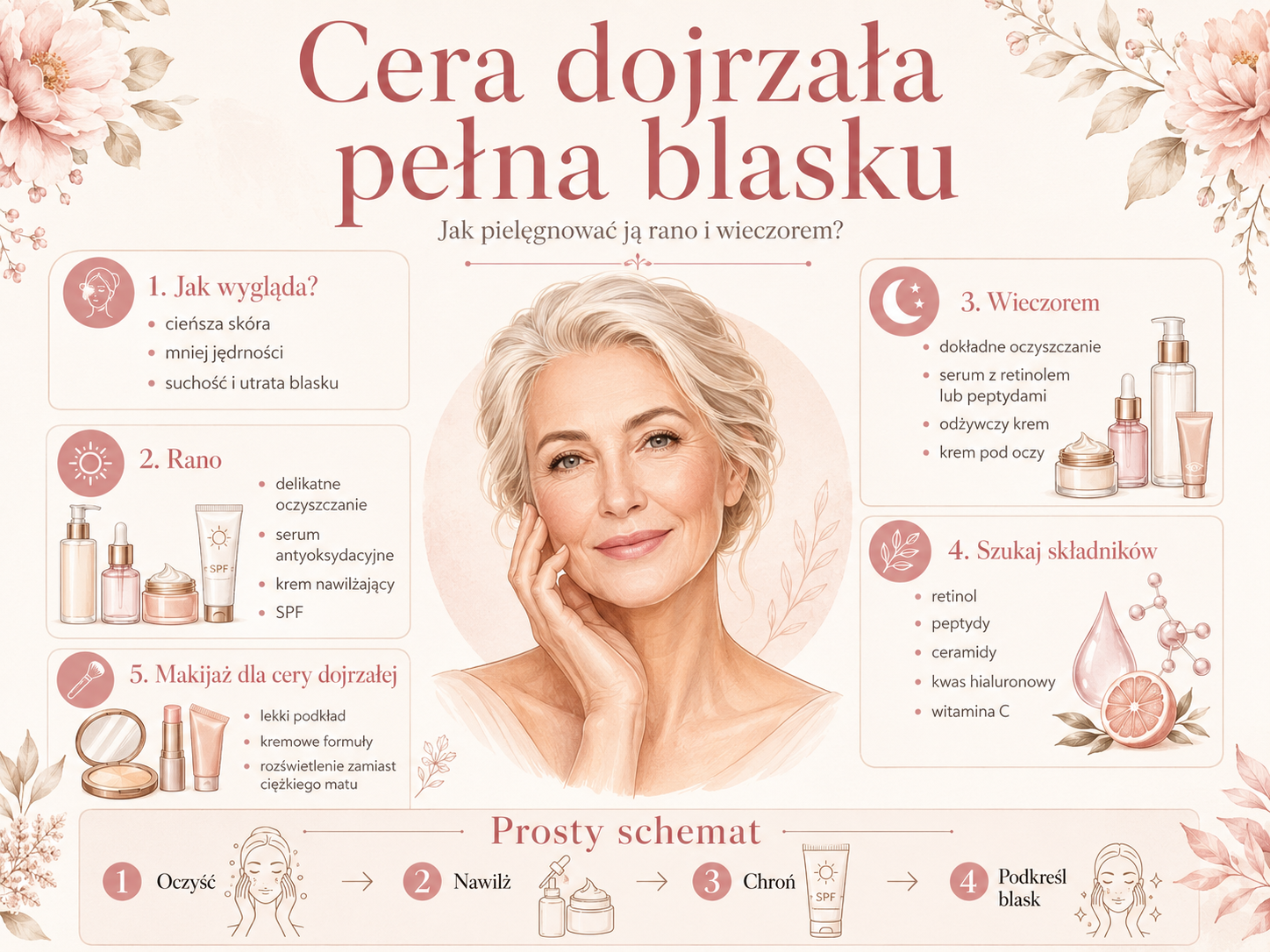 pielęgnacja cery dojrzałej krok po kroku