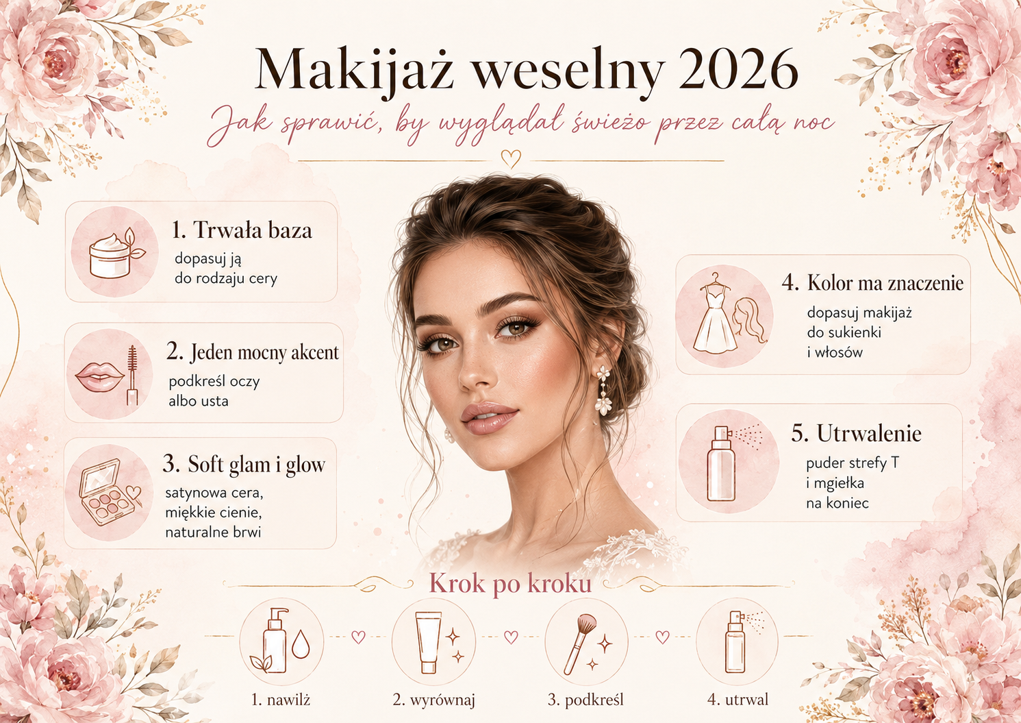 Weselny makijaż krok po kroku od bazy po utrwalenie trwały makijaż na wesele krok po kroku