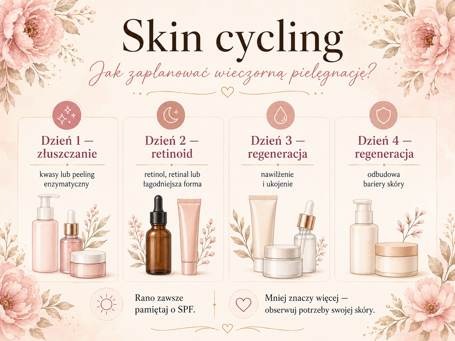 Skin cycling krok po kroku schemat 4 wieczorów skin cycling schemat 4 dni