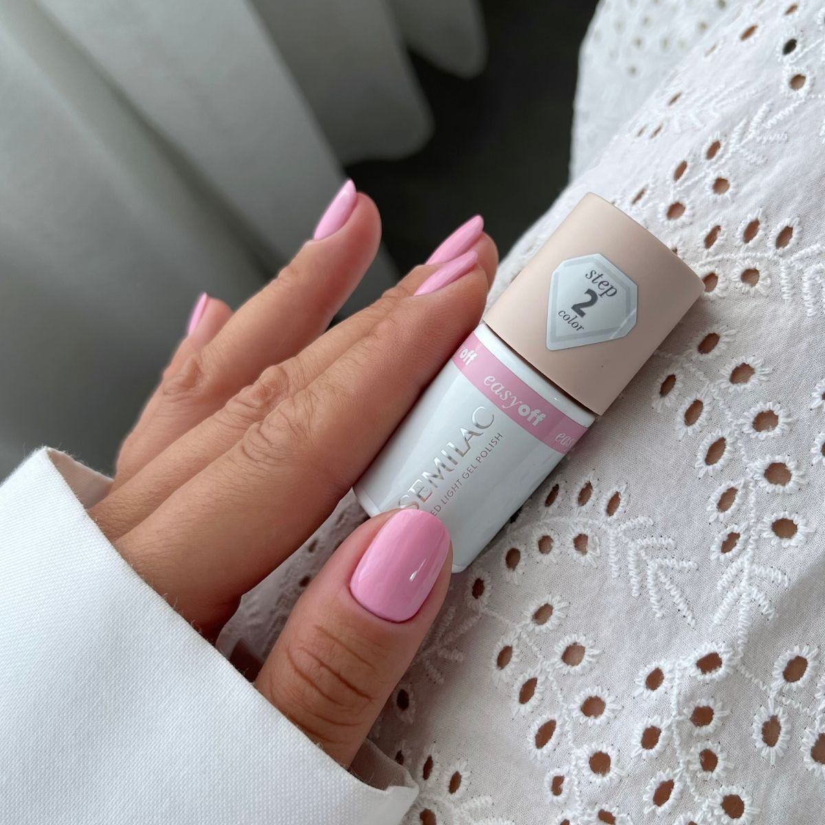 Pastelowy różowy lakier hybrydowy Semilac Easy Off LED Light L27 Pop Pink