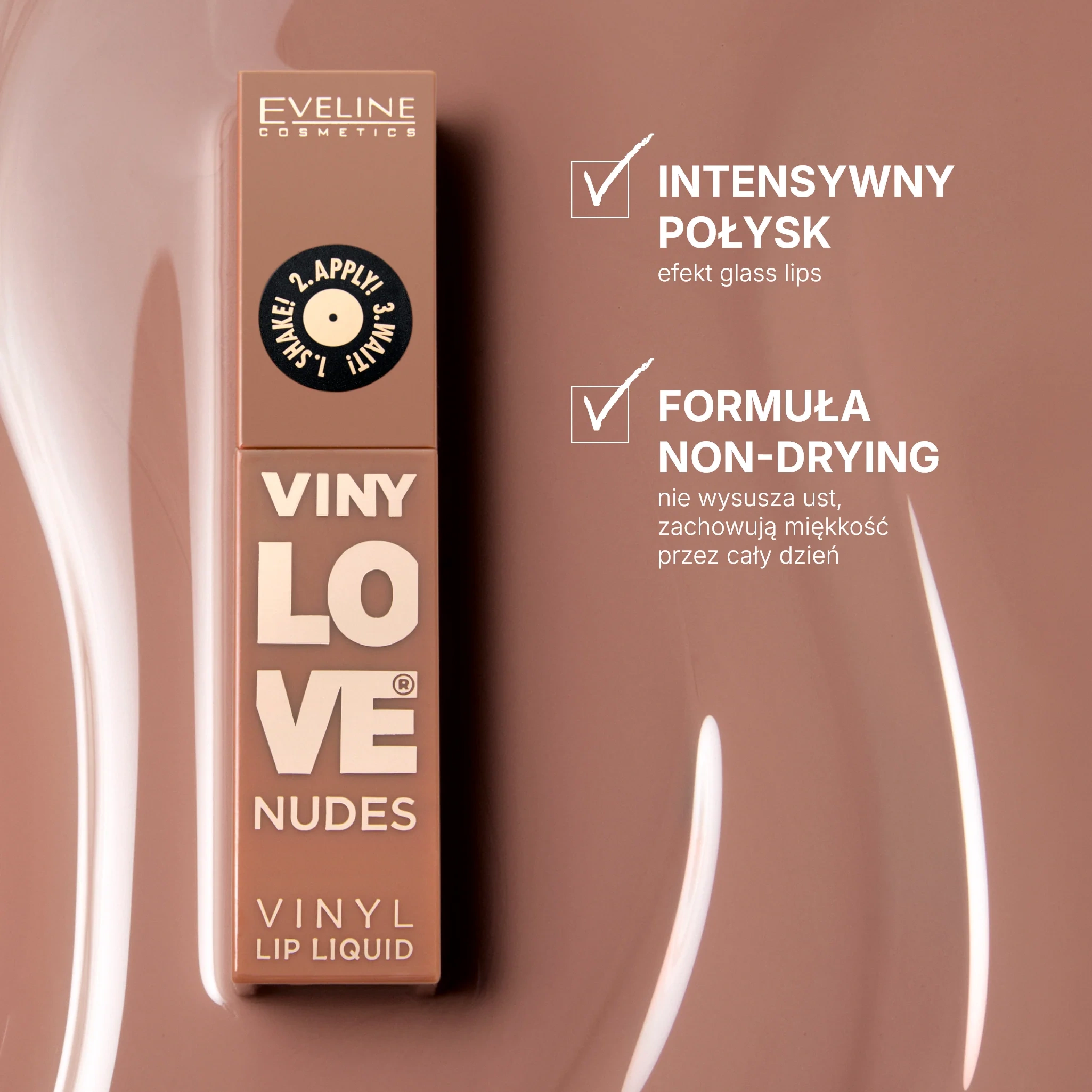 Długotrwała pomadka w płynie z winylowym wykończeniem Eveline Vinylove zapewniająca intensywny połysk i efekt glass lips