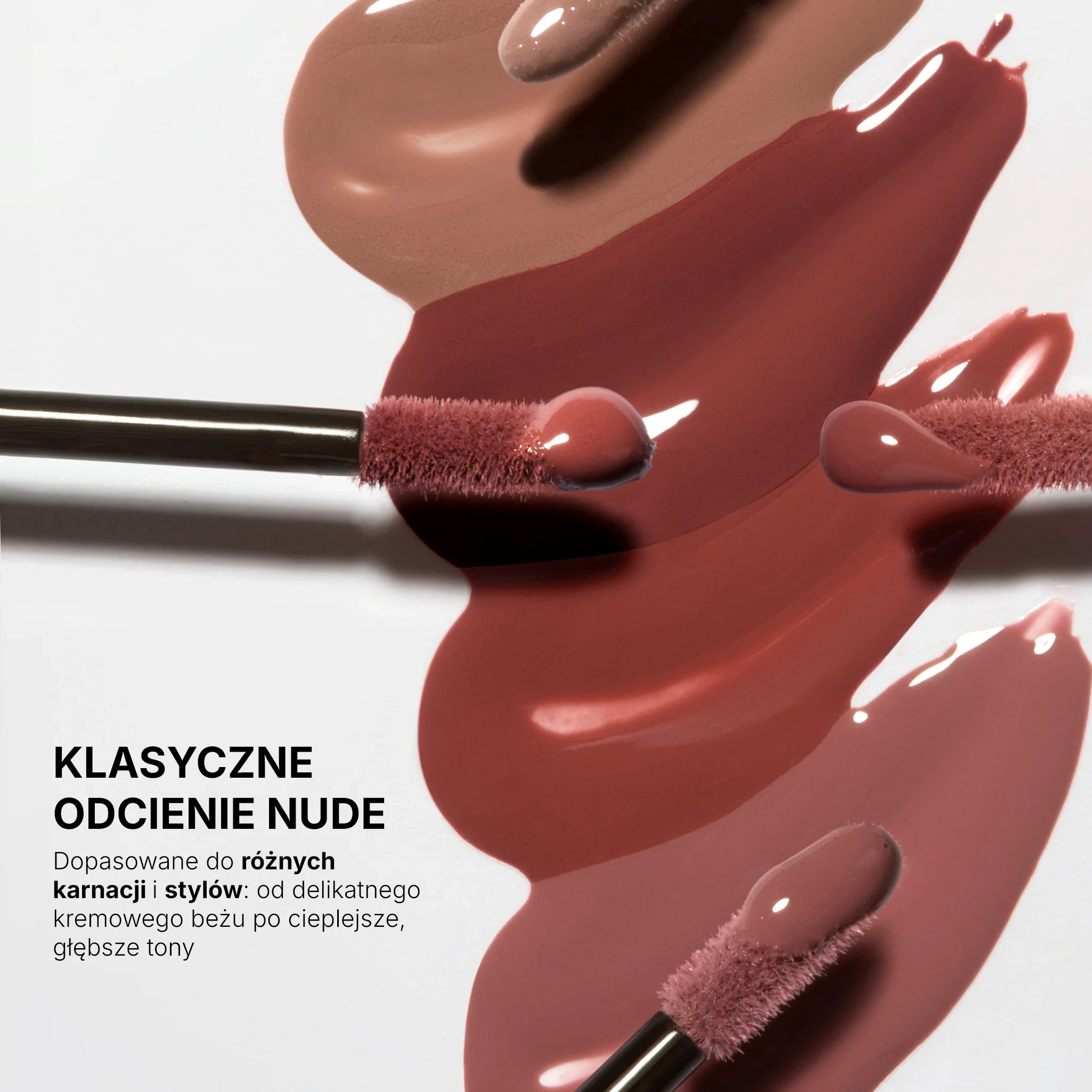 Długotrwała pomadka Eveline Vinylove w klasycznych odcieniach nude od kremowego beżu po głębsze brązowo-różowe tony