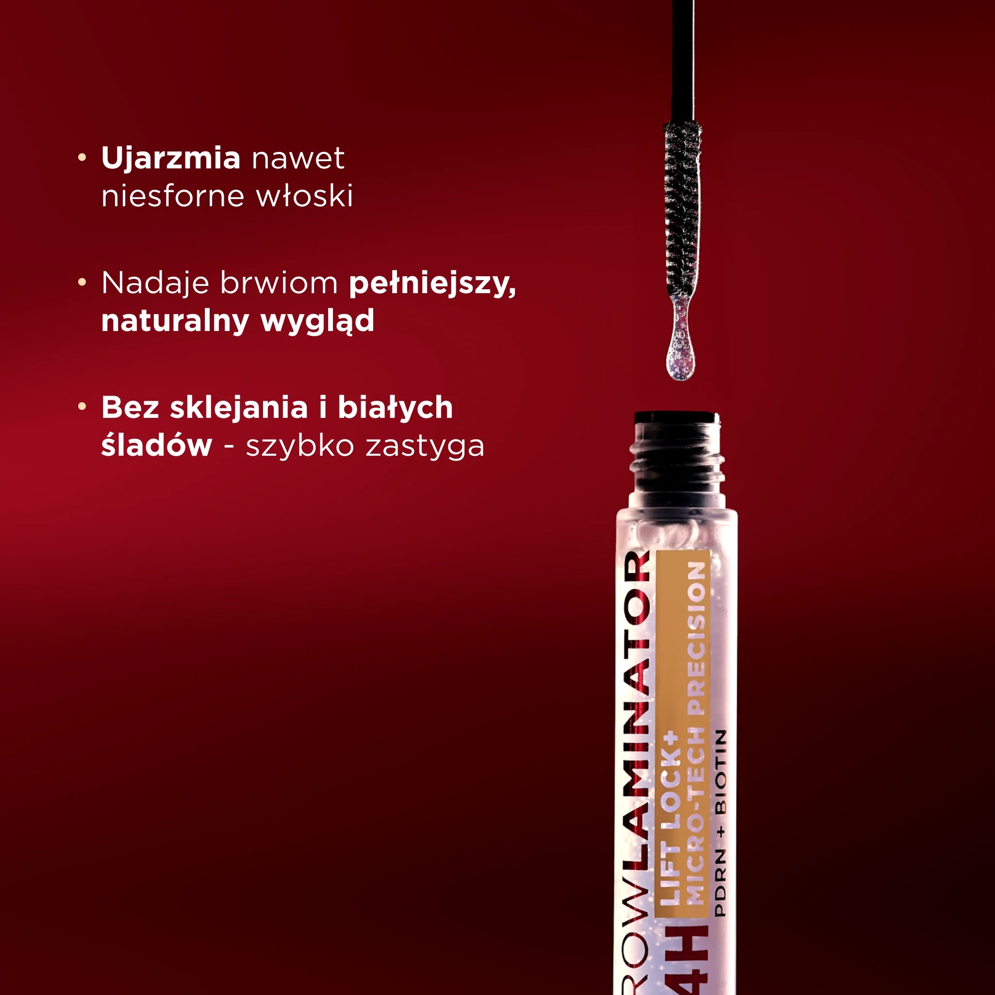 Transparentny żel do brwi Eveline Wonder Match Brow Laminator 24H utrwalający włoski bez sklejania i białych śladów