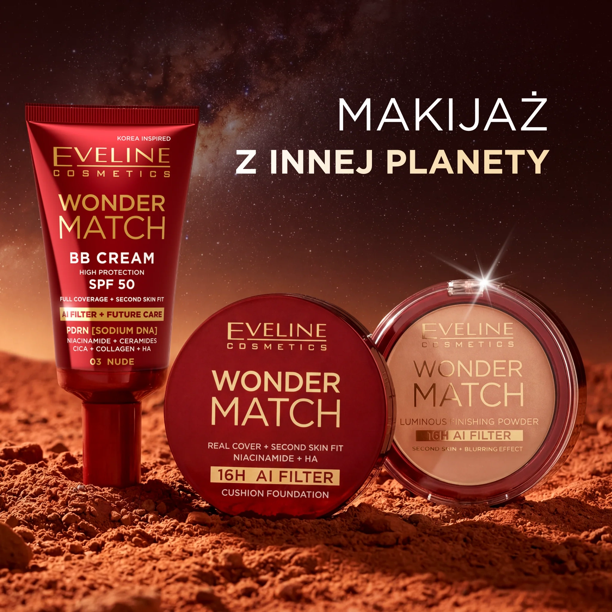 Krem BB SPF 50 Eveline Wonder Match 0.5 Porcelain w kolekcji kosmetyków Wonder Match do makijażu twarzy