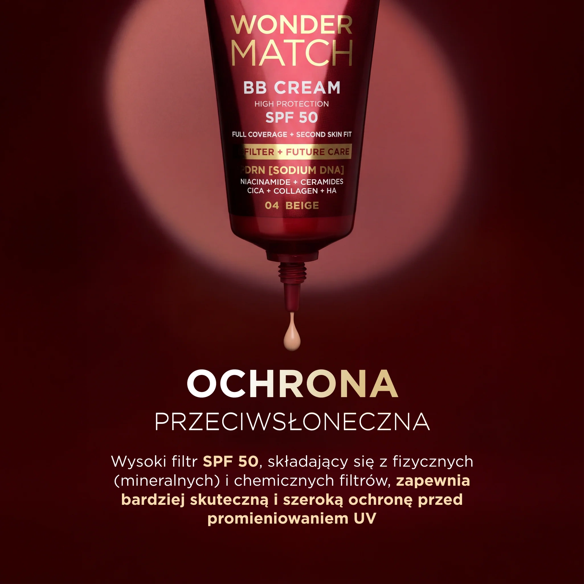 Krem BB Eveline Wonder Match 0.5 Porcelain z wysoką ochroną przeciwsłoneczną SPF 50
