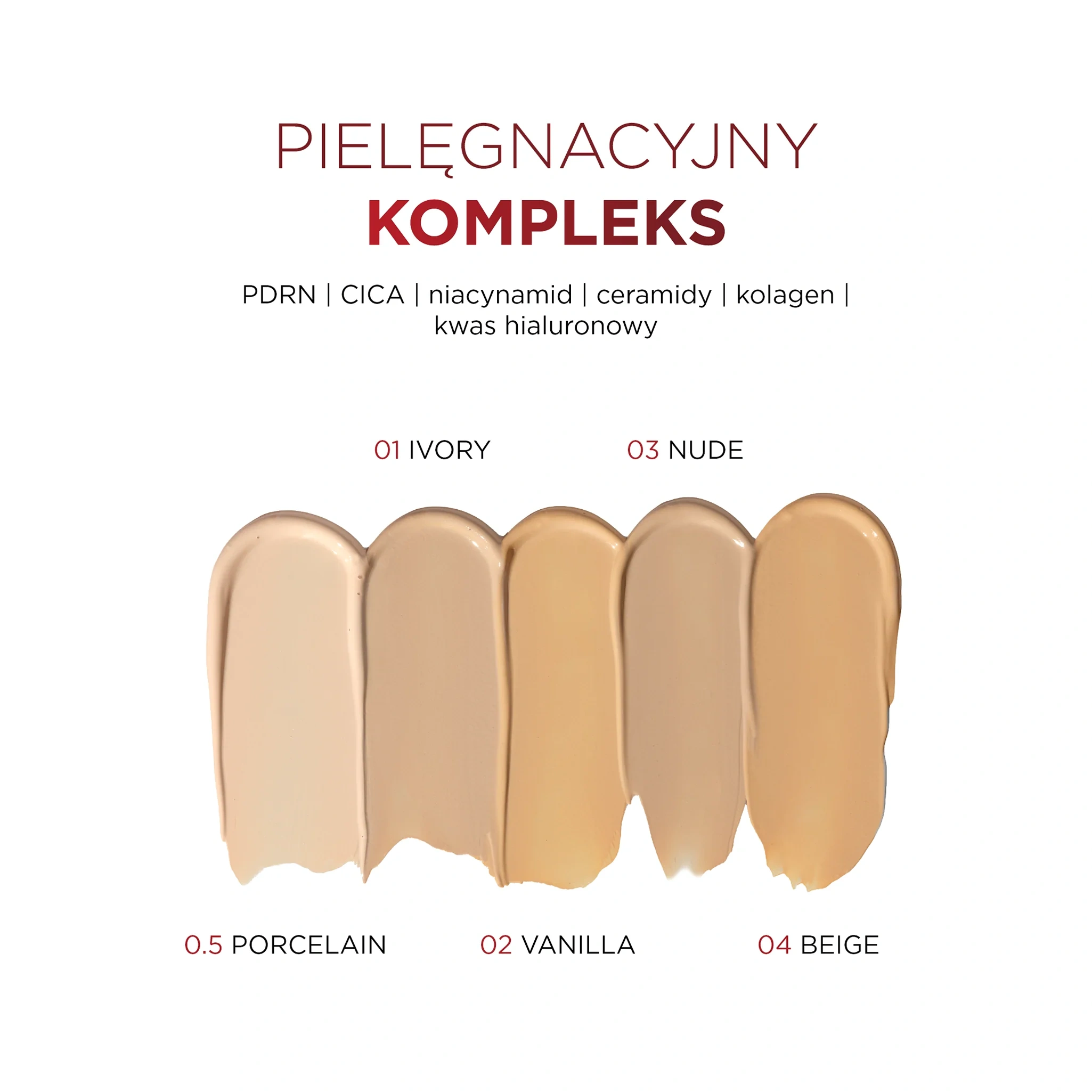Gama kolorów kremu BB SPF 50 Eveline Wonder Match z jasnym odcieniem 0.5 Porcelain