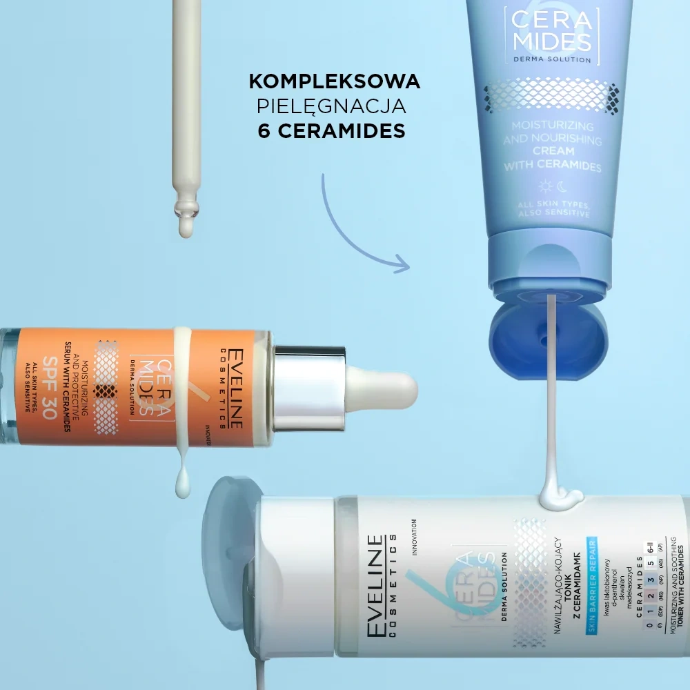 Nawilżająco-odżywczy krem do twarzy z ceramidami do skóry suchej i wrażliwej Eveline 6 Ceramides w pielęgnacji bariery hydrolipidowej