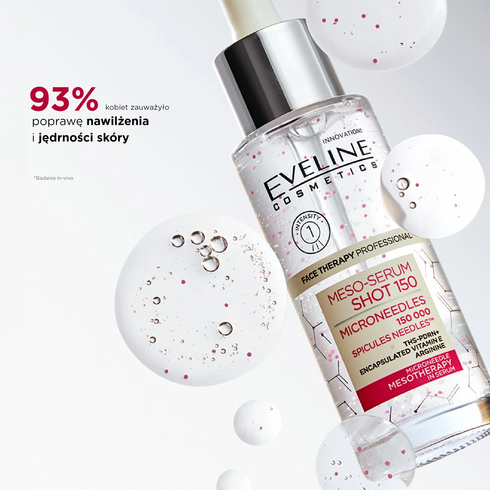 Ujędrniające serum do twarzy z mikroigłami Eveline Face Therapy Professional Meso-Serum Shot – poprawa nawilżenia i jędrności skóry