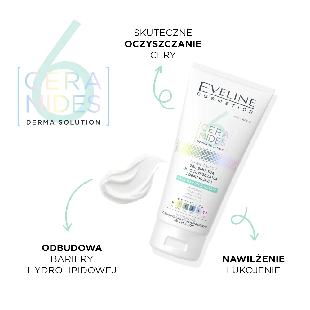 Nawilżający żel-emulsja do mycia twarzy i demakijażu z ceramidami Eveline 6 Ceramides – oczyszczanie, nawilżenie i ukojenie skóry