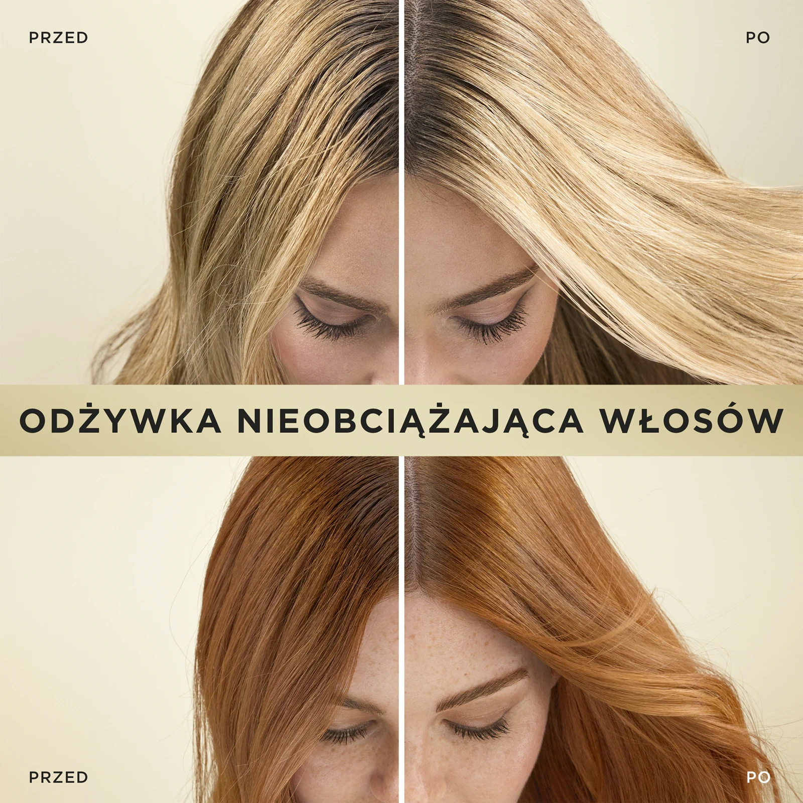 Efekt przed i po użyciu odżywki Pantene Pro-V Active Nutri-Plex Thick & Strong