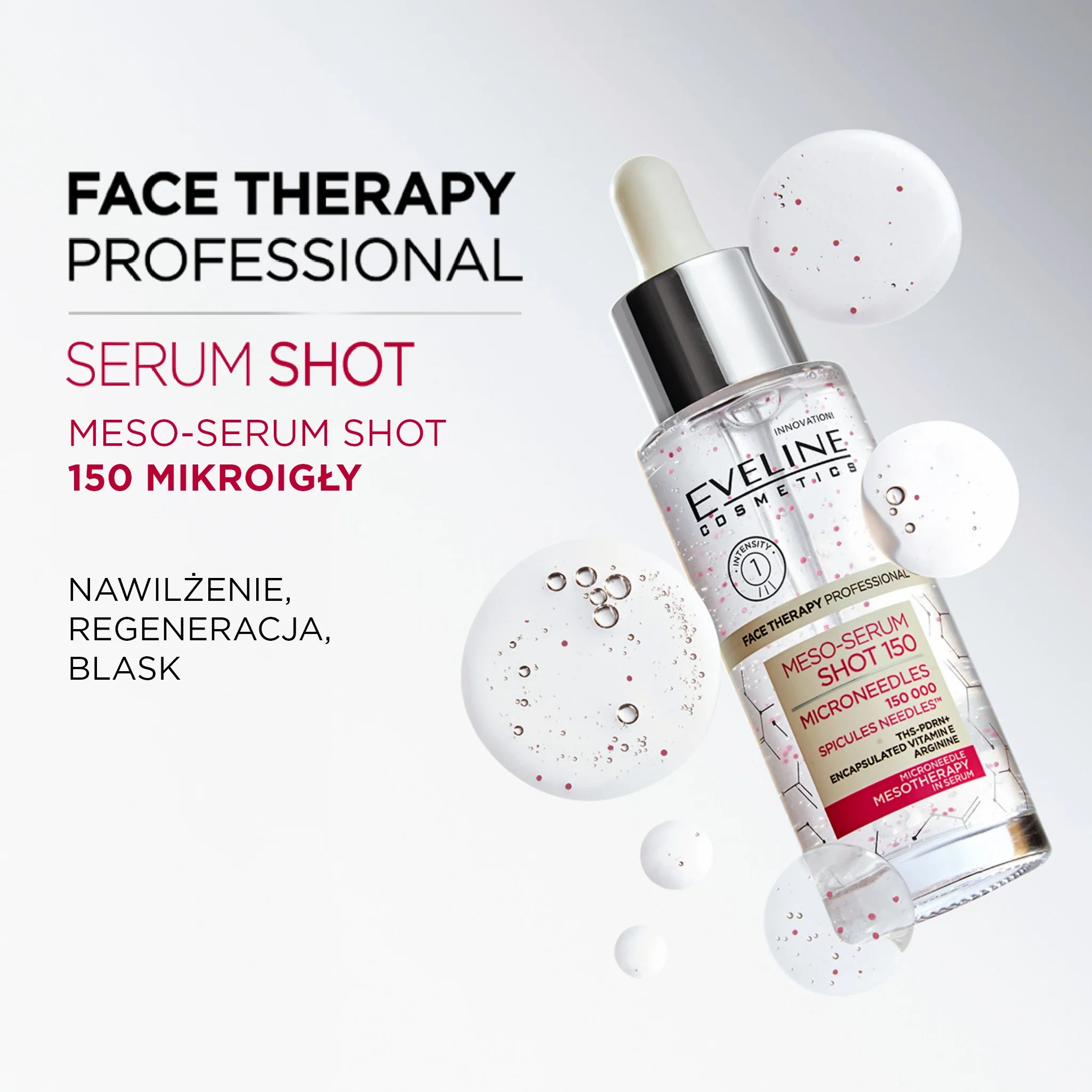 Ujędrniające serum do twarzy z mikroigłami Eveline Face Therapy Professional Meso-Serum Shot – 150 000 mikroigieł