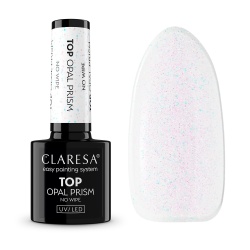 Claresa Opal Prism transparentny top do paznokci z wielobarwnym połyskiem