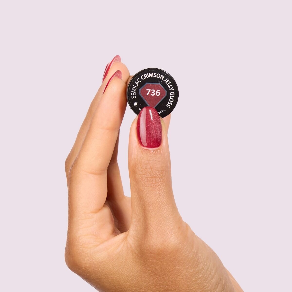 Wiśniowoczerwony magnetyczny lakier hybrydowy Semilac Her Aura 736 Crimson Jelly Gloss