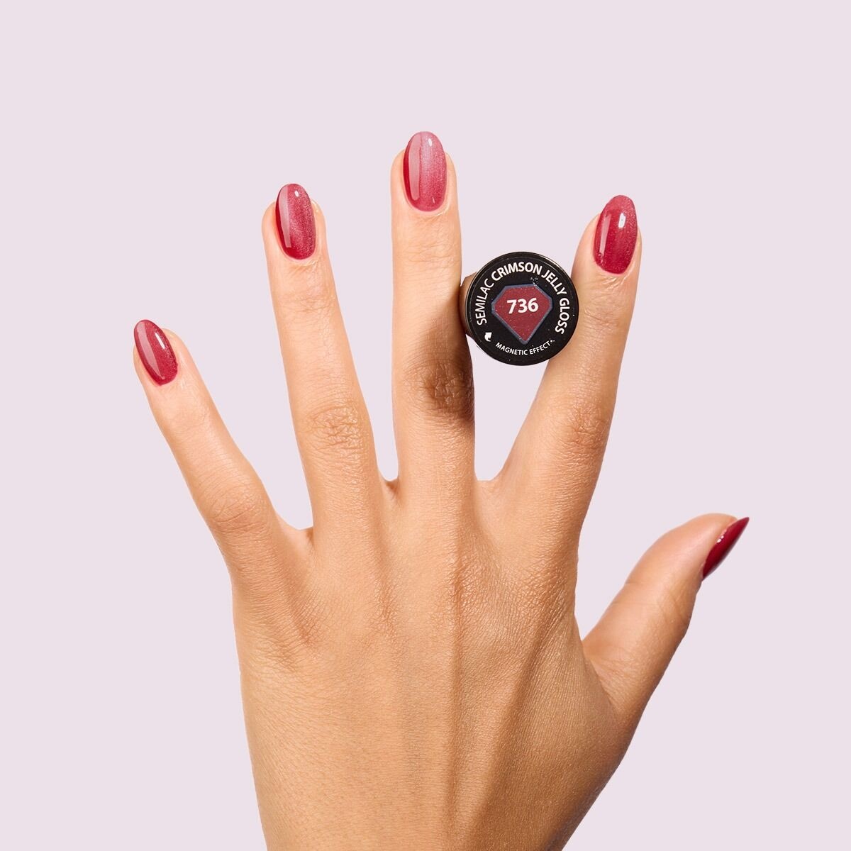 Wiśniowoczerwony magnetyczny lakier hybrydowy Semilac Her Aura 736 Crimson Jelly Gloss