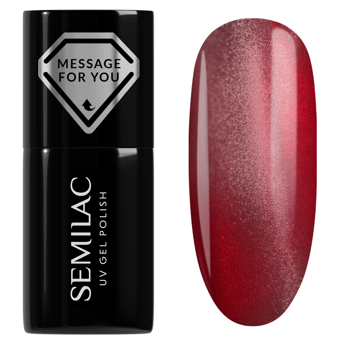 Semilac Her Aura 736 Crimson Jelly Gloss wiśniowoczerwony lakier magnetyczny z efektem Jelly Gloss